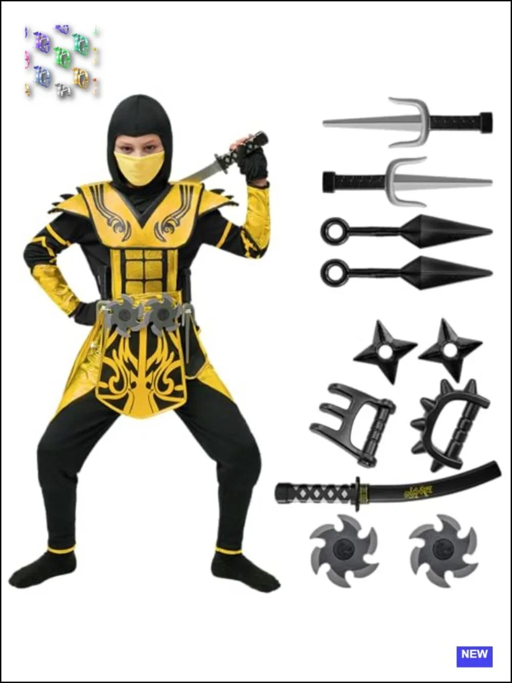 Red Ninja Costume Set with Accessories for Boys Halloween Cosplay